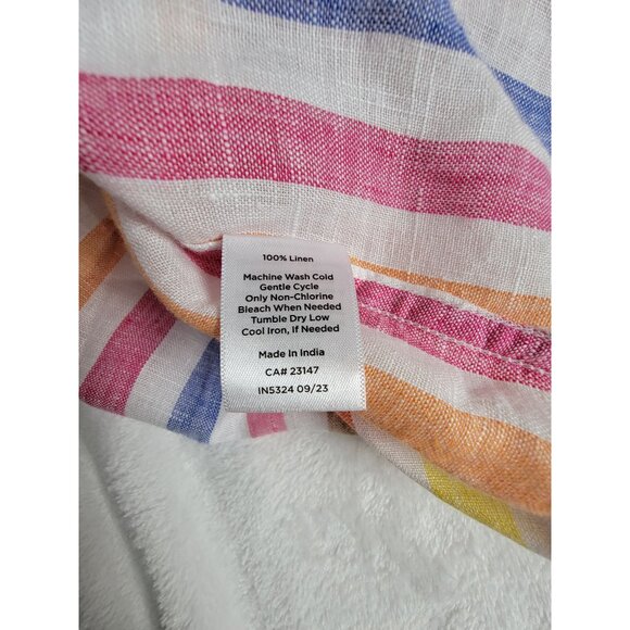Talbots Multicolor Striped Linen Button-Up Shirt Size Small Long Sleeve Casual - Picture 4 of 7